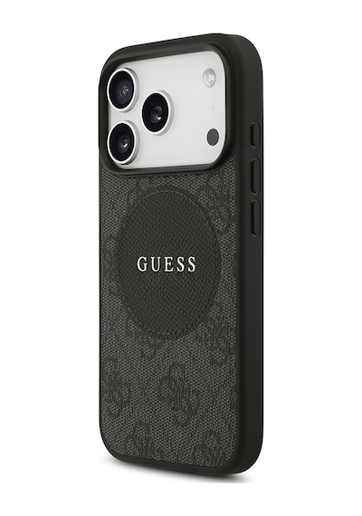 Apple Uyumlu iPhone 17 Pro Kılıf Guess Lisanslı M-safeli Yazı Logolu Circle Classic Kapak Siyah Siyah