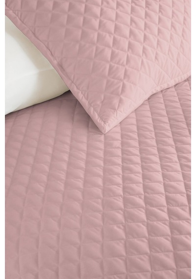 Pudra Minimal Genç Odası Tek Kişilik Pike Takımı - Kapitone Modern Pembe 160x220 Cm Yatak Örtüsü Pastel Gökyüzü Aurası