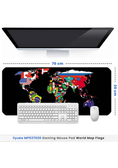 İlyuka Mousepad 70x30cm Büyük Boy Xl Mp537030 World Map Flags