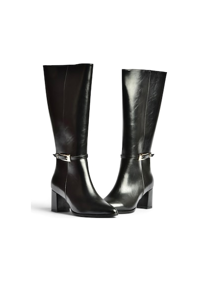Fox Shoes Z480053060 Siyah Rustik Kalın Topuklu Klasik Kadın Çizme