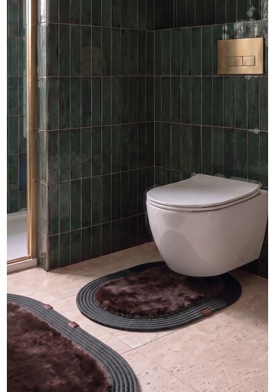 Banyo Paspası Takımı 60x100+40x60 Cm Düz Acı Kahve & Antrasit Gri