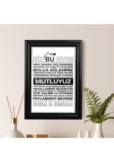 Ev Hediyesi Isme Özel Baskılı Çerçeve