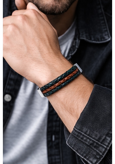 Nomad Leather Terra Force Yeşil & Taba Hakiki Deri Erkek Bileklik Çelik Mıknatıslı Kilit-50-537 Antrasit
