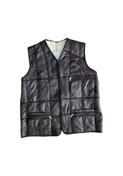 Lnleather Patchwork Içi Kürk-Dışı Süet Hakiki Deri Acı Kahverengi Yelek