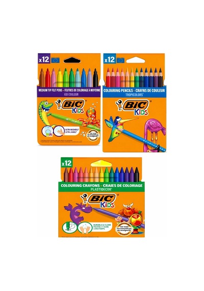Bic 12' Li Kuru- Pastel- Keçeli 3'lü Boya Kalemi Seti 0