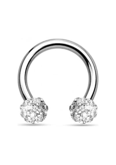 Gümüş Renk Beyaz Taş Kıkırdak Dudak Burun Septum Tragus Minik Boy Çelik Piercing - 3176 Gümüş