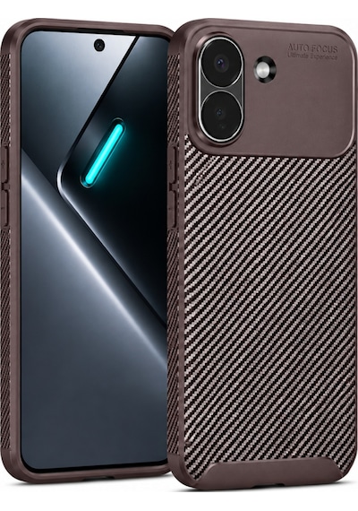 Xiaomi Poco X8 Pro Max Kılıf Karbon Silikon Case Kahverengi