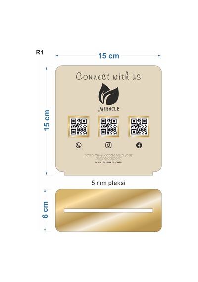 Pleksi Masa Üstü Qr Menü Siyah
