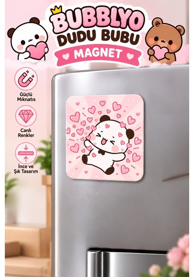 Dudu Bubu Dekoratif Buzdolabı Magneti 6x6 Cm Pembe