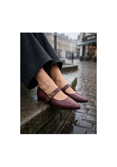 37brandshoes Bordo Deri Babetler Bordo Bordo