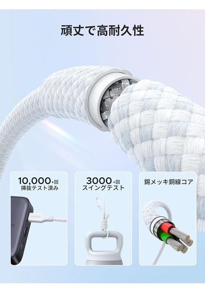 Usb-c 100w 5a Qc Pd Örgülü Hızlı Şarj Kablosu, 1 Metre, Beyaz, 35220 Diger
