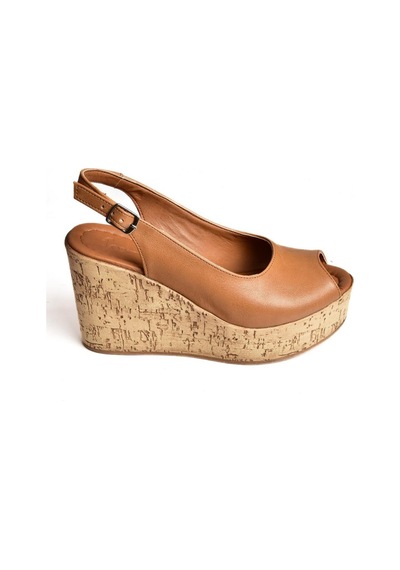 Fox Shoes S996063509 Taba Dolgu Topuklu Kadın Ayakkabı Taba