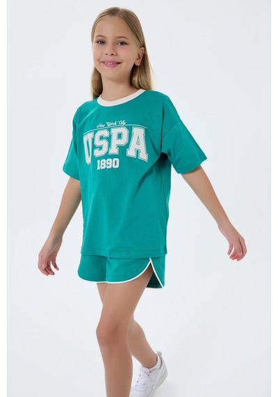 U.s. Polo Assn. Kız Çocuk Yeşil Şort Takım Us2524-c-v2 Yeşil