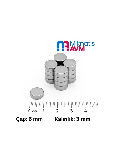 Ø6x3 Mm N35 Yuvarlak Neodyum Mıknatıs 10 Adet - Okul Projeleri İçin Mıknatıs Avm