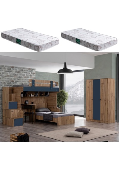 Ranza, Riva Ranza Karyola Masa 3 Kapaklı Dolap 2 Adet Comfort Yatak 90 X 190 CM