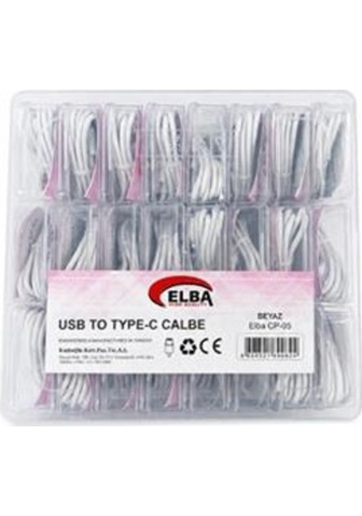 Elba Cp-05 P-but6 Şeffaf Kutulu Usb To Type-c 6 Amper 24lü Beyaz Şarj Kablosu