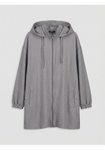 Lc Waikiki Lc Waıkıkı Gri Kapüşonlu Oversize Kadın Tunik