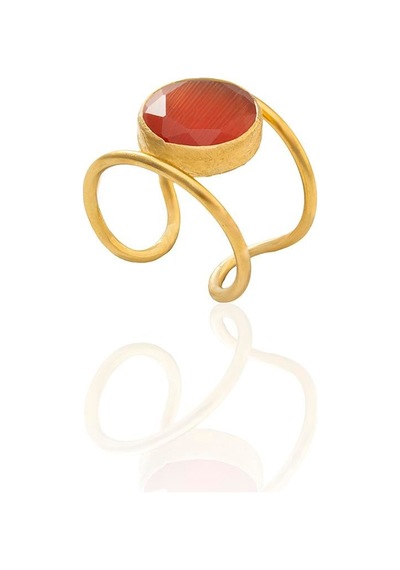 Kadir Jewellery 22 Ayar Altın Kaplama Kadın Zirkon Taşlı Yüzük Mavi