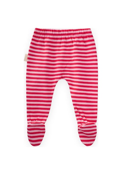 Cigit Ayaklı Bebe Pantolon 0-6 Ay Pudra Mercan Çizgili Pudra
