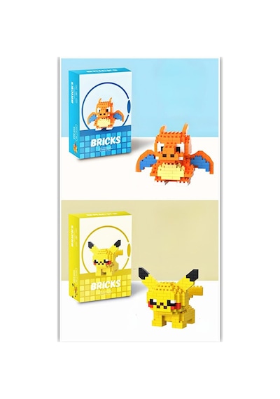 Brıcks Pikachu & Charizard 2 Li Set Pokemon Uyumlu Mini Yapı Bl