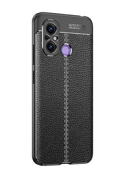 Xiaomi Redmi 12c Kılıf Deri Görünümlü Silikon Kamera Korumalı Üstün Koruma Pazarplus Siyah