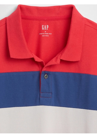 Gap V-stretch Pıque Polo - Novelty Mavi