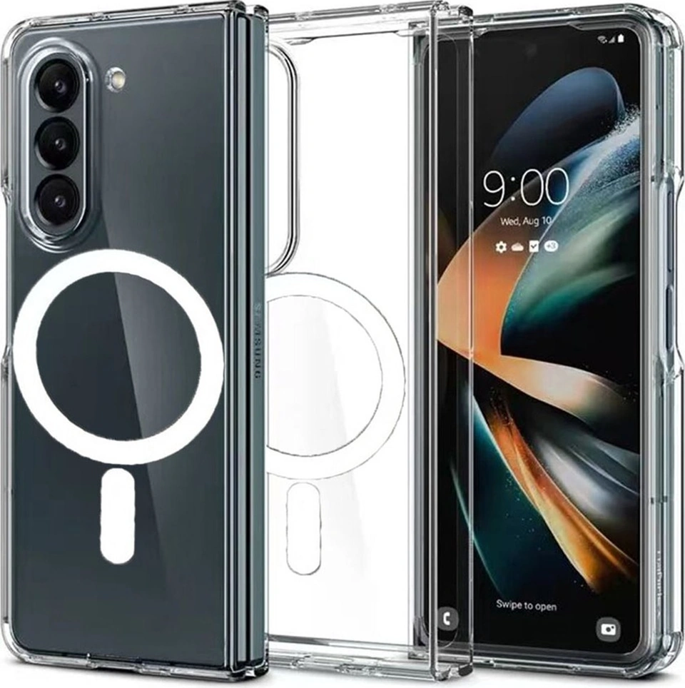 Schitec Samsung Galaxy Uyumlu Z Fold 5 Magsafe Özellikli Şeffaf Kılıf Şeffaf