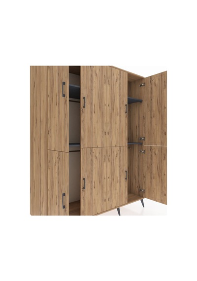Kronos Gardrop 4 Raflı 8 Kapaklı 4 Askılı 176x59x221 Çam-çam/antrasit Çam/antrasit Kronos Gardrop 4 Raflı 8 Kapaklı 4 Askılı 176x59x221 Çam-çam/antrasit Çam/antrasit