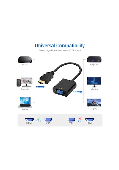 Hdmi To  Vga Kablo Çevirici Dönüştürücü Görüntü