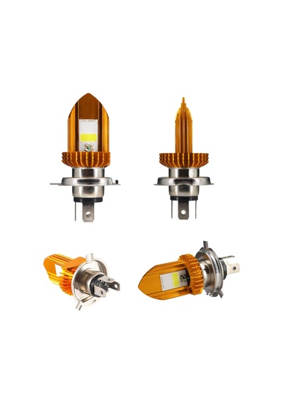 H4 Motosiklet Led Far Ampul 12-24v Beyaz 1 Adet 12w 1200lm Metal Gövde Soğutma