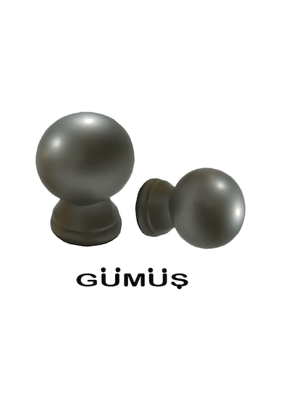 Perdemix Ahşap Rustik Top Başlık 2 Adet Gümüş