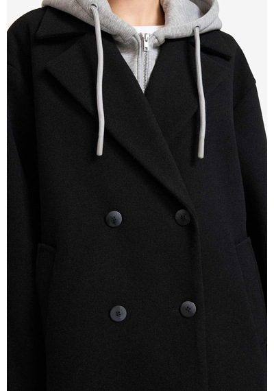 Defacto Regular Fit Çıkarılabilir Kapüşonlu Kaşe F7352ax26spbk27 Siyah-bk27