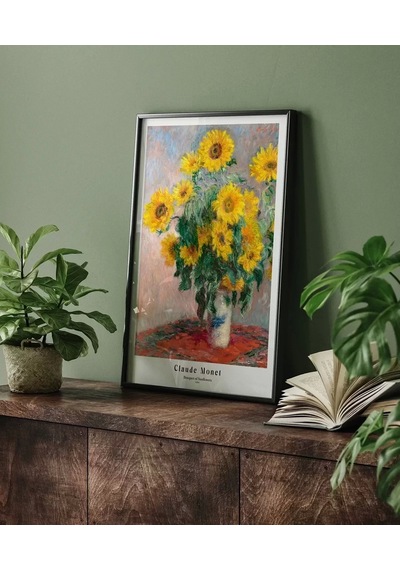 Çerçevesiz Poster Claude Monet Ayçiçeği Buketi