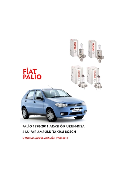 PALİO 2003 MODEL ÖN UZUN-KISA 4 LÜ FAR AMPÜLÜ TAKIMI BOSCH