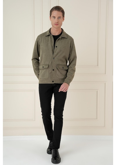 Efor Comfort Fit Mono Yaka Kapaklı Cep Casual Haki Ceket C 699 Haki