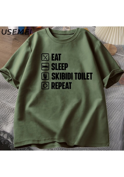 Flood Of Style Bring The Boom Graphic T Shirts Meme Cotton Short Sleeve T-shirt For Men Casual O Neck Knitte Yeşil