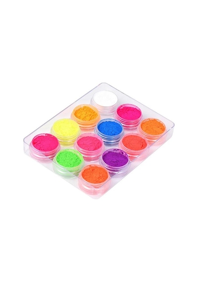 Nail Art Floresan Tırnak Toz Pigment 12li Set Neon Aplikatörlü