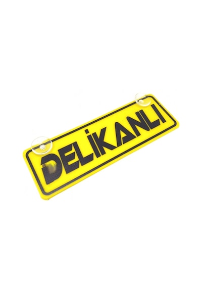 Delikanlı Yazılı Sarı Dekor Plaka Vantuzlu Cam Süsü