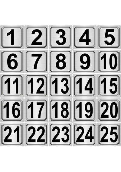 Metal Kapı Masa Dolap Numarası 15 Cm 15 Cm 25 Adet