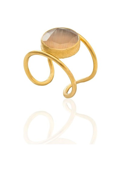 Kadir Jewellery 22 Ayar Altın Kaplama Kadın Zirkon Taşlı Yüzük Turuncu