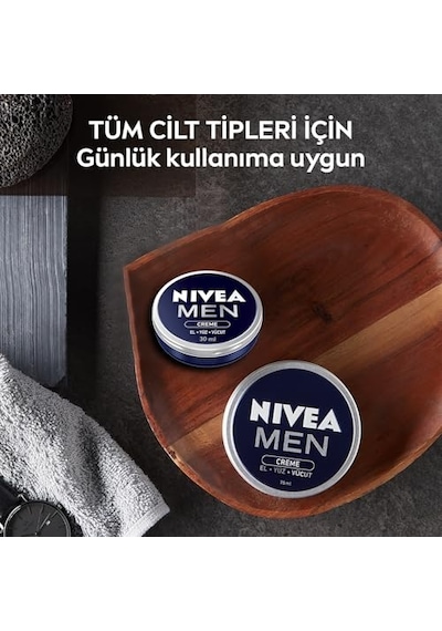 Nıvea Men Erkek Nemlendirici Bakım Kremi 30 Ml, El, Yüz Ve Vücut Nemlendirici Krem, Hızlı Emilir, Yapışkan His Bırakmaz, E Vitamini