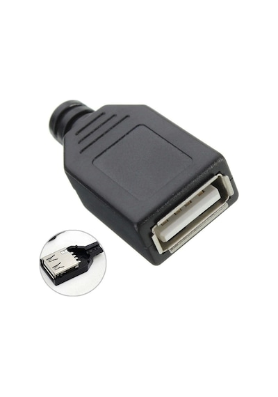 4 Pin Dişi Usb Soket - Plastik Kapaklı Usb Bağlantı