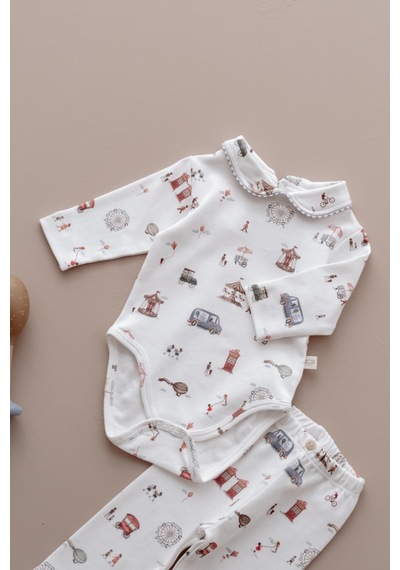 Oh La La Koala Puffy Sleep Lunapark Serisi Body Tayt Takım Beyaz