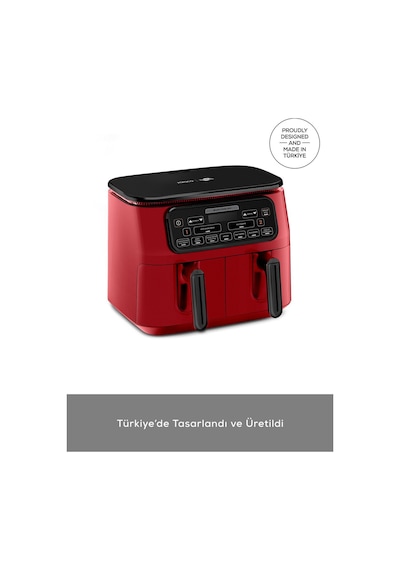 Karaca Air Pro Cook Duo Superfresh Kırmızısı 4+4 L 8 Kişilik Airfryer Fritöz