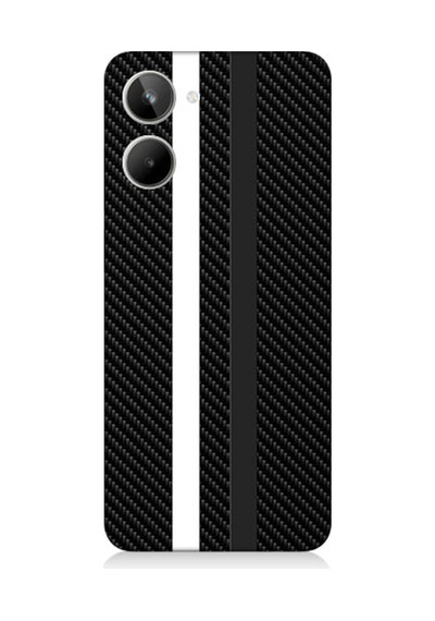 Realme 10 Uyumlu Silikon Kılıf Siyah Beyaz Karbon Motif