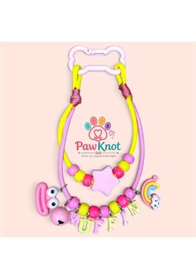Bubblegum Evcil Hayvan Paracord Kedi/köpek Kolyesi Pembe - Sarı