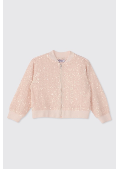 Panço Kız Bebek Pudra Payetli Bomber Ceket Pembe 2611GB22009