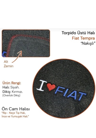 Point Fiat Tempra Torpido Örtüsü Torpido Halısı Nakışlı 1