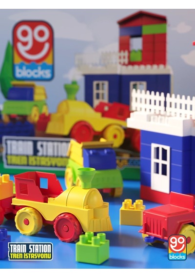Go Blocks Train Station 100 Parça Yapı Blok Seti Yapı Oyuncakları Mega Blok