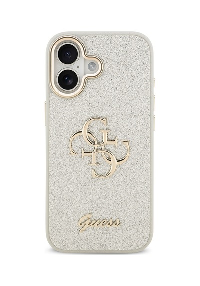Apple Uyumlu iPhone 17 Kılıf Lisanslı 4g Büyük Metal Kamera Çerçeveli Ve Logolu Glitter Kapak Gri Gri